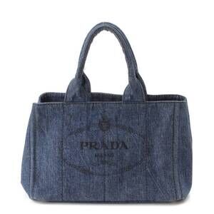 Prada Canapa Denim Tote Bag Handbag Indigo Blue